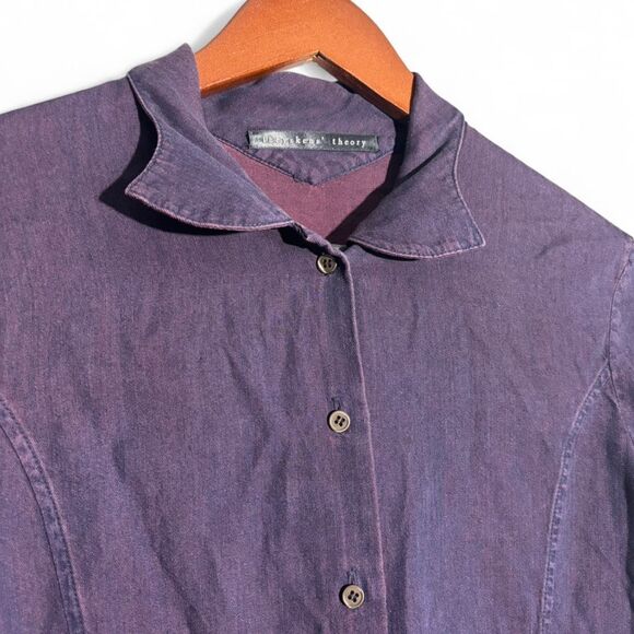 Y2K Theyskens’ Theory Button Down Shirt Plum S - Picture 8 of 8